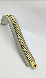 Taşlı Altın Kaplama Kıvrımlı Zincir Bileklik