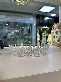 Şeffaf Kristal Taşlı Taç (İthal)