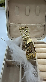 Taşlı Dikdörtgen Halkalı Altın Kaplama Kelepçe