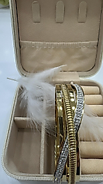 Üçlü Tasarım Altın Kaplama Taşlı Kelepçe